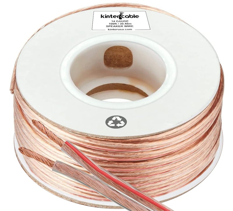 Kinter Cable 100ft 14-Gauge Audio Stereo Speaker Wire 30.48 Meters 2 Conductor Polarity Marked Clear PVC, CCA, Spool in Box, for Home Theater, HiFi, Surround, Car Audio, 117 High Strand Count (.15 OD) - Image 3